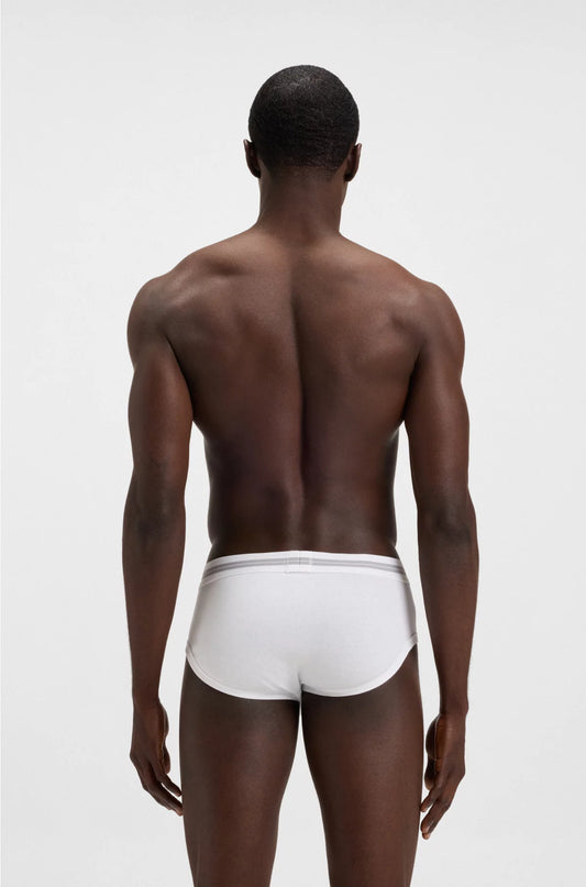 OPEN-FLY BRIEFS IN RIBBED COTTON WITH LOGO WAISTBAND