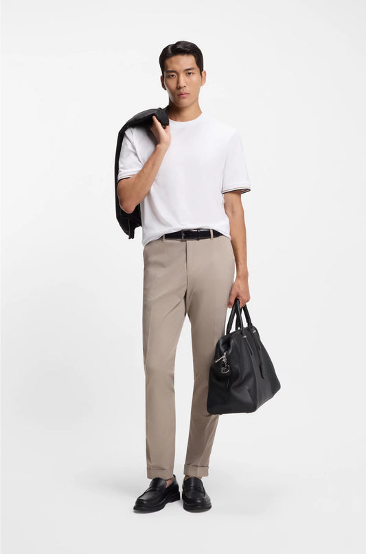 COTTON-JERSEY T-SHIRT WITH SIGNATURE-STRIPE CUFFS