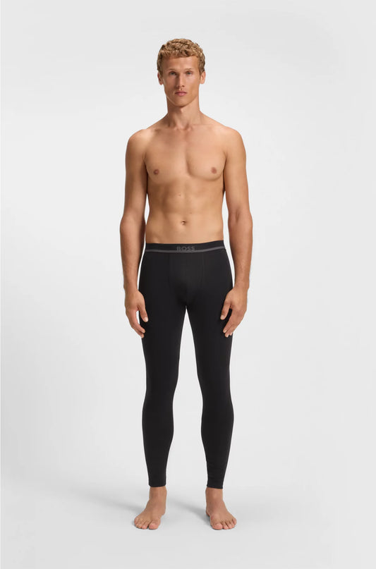 STRETCH-COTTON LONG JOHNS WITH LOGO WAISTBAND
