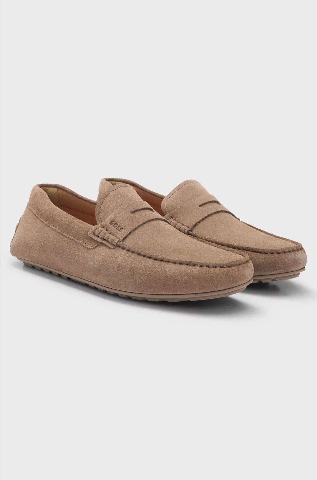 SUEDE MOCCASINS WITH PENNY TRIM