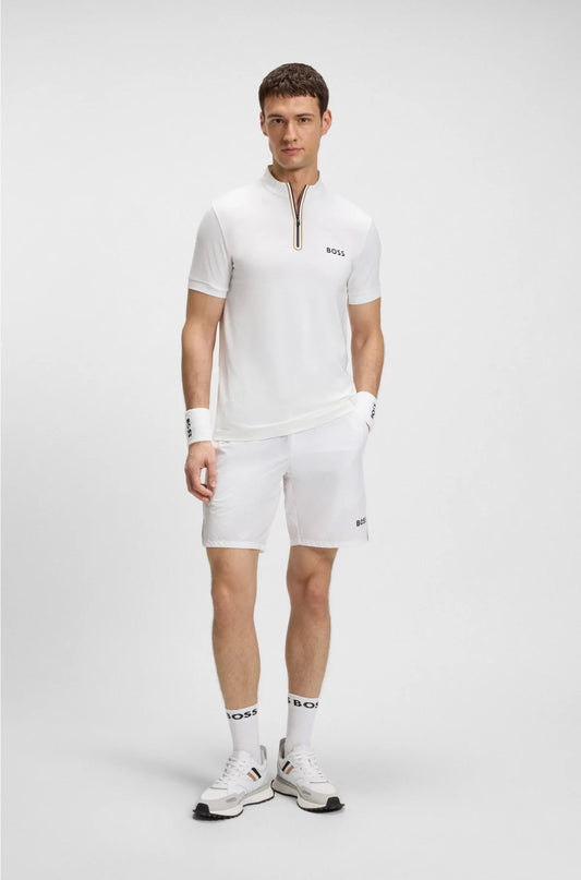 ACTIVE ZIP-NECK T-SHIRT IN STRETCH-MESH JERSEY