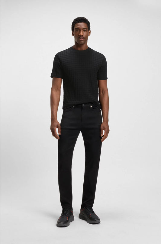 HOUNDSTOOTH-PATTERNED T-SHIRT IN MERCERISED COTTON