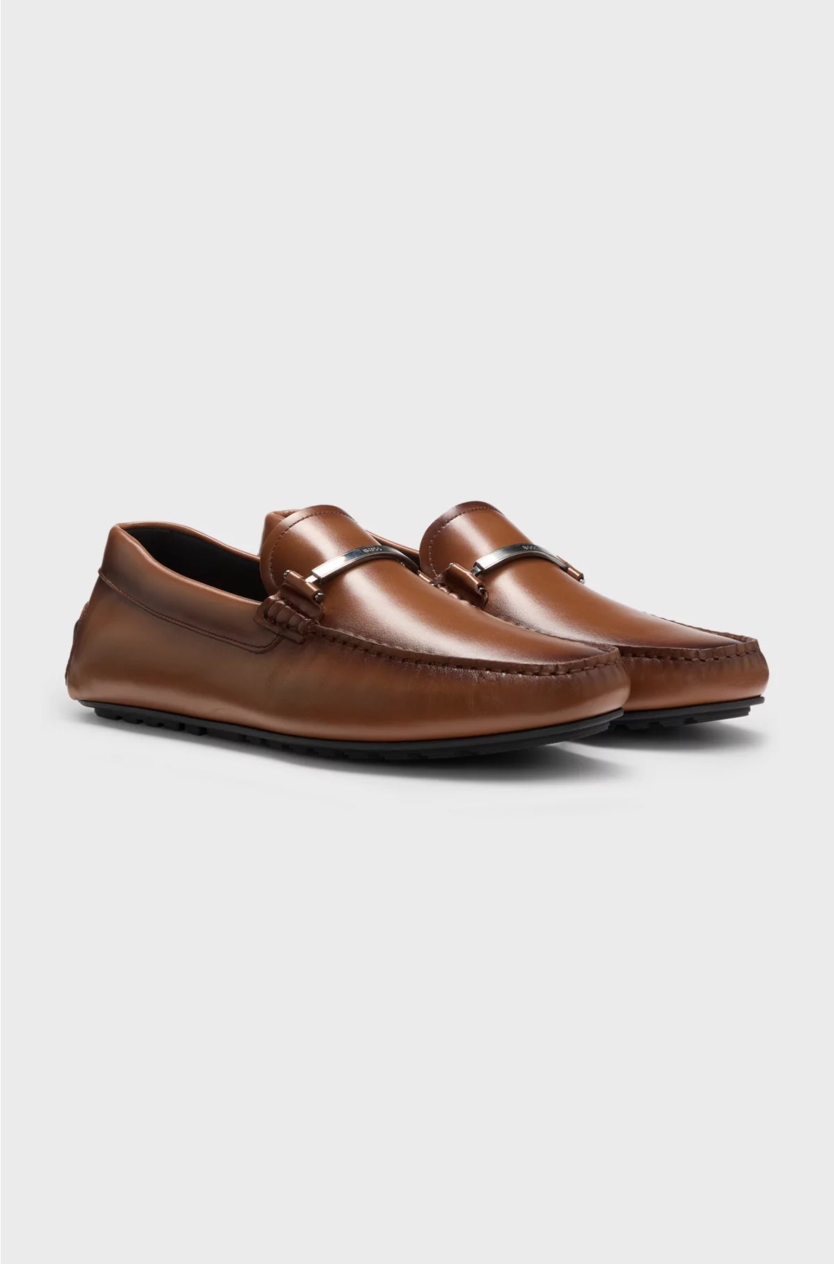LEATHER LOAFERS WITH BRANDED HARDWARE