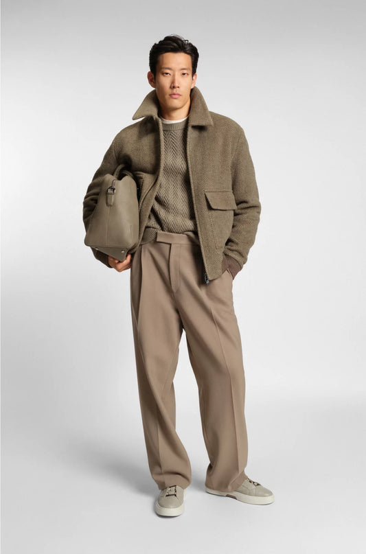 RELAXED-FIT JACKET IN A HERRINGBONE-PATTERNED ALPACA BLEND