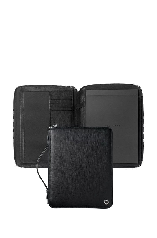 A5 CONFERENCE FOLDER IN BLACK TEXTURED LEATHER
