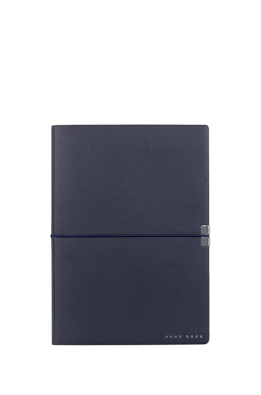 A5 NAVY FAUX-LEATHER NOTEPAD