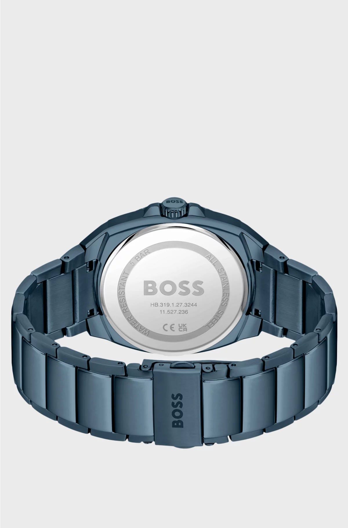 BLUE LINK-BRACELET WATCH WITH TONAL GUILLOCHE DIAL