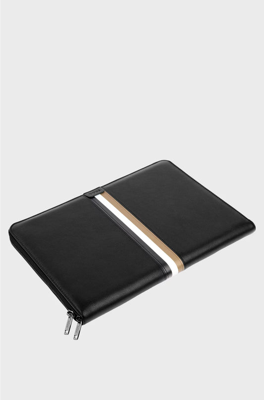 A4 CONFERENCE FOLDER IN FAUX LEATHER WITH SIGNATURE STRIPE