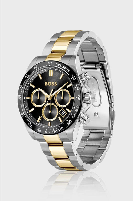 HERO 2.0 BLACK-DIAL CHRONOGRAPH WATCH WITH TWO-TONE BRACELET