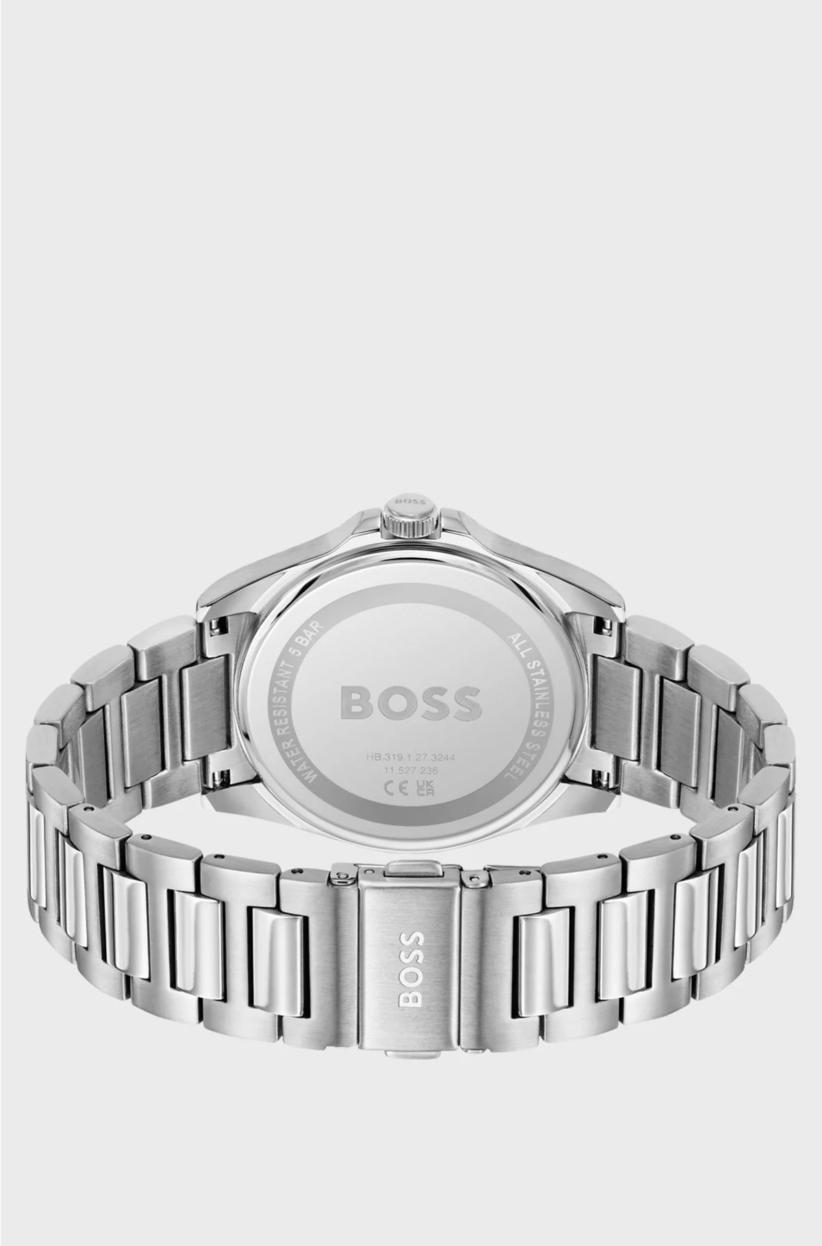 BRUSHED-AND-POLISHED STAINLESS-STEEL WATCH WITH GROOVED DIAL