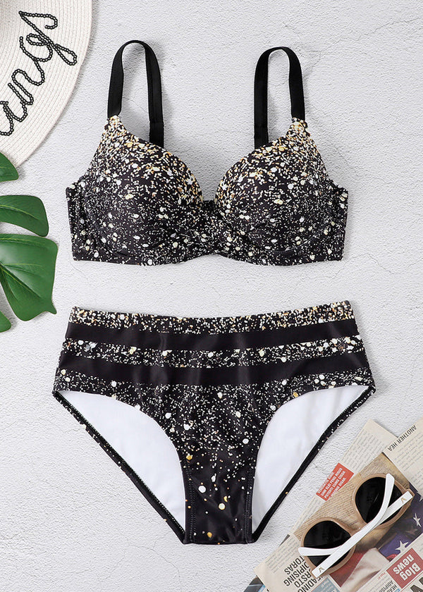 New Black Spotted Bikini Swimwear Set