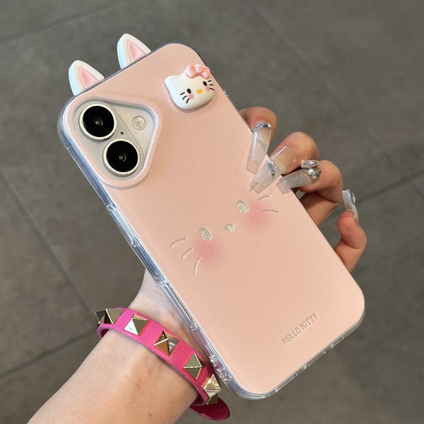 Chic Kitty Charm – Premium 3D Ears & Bow Luxury Protective Case for iPhone