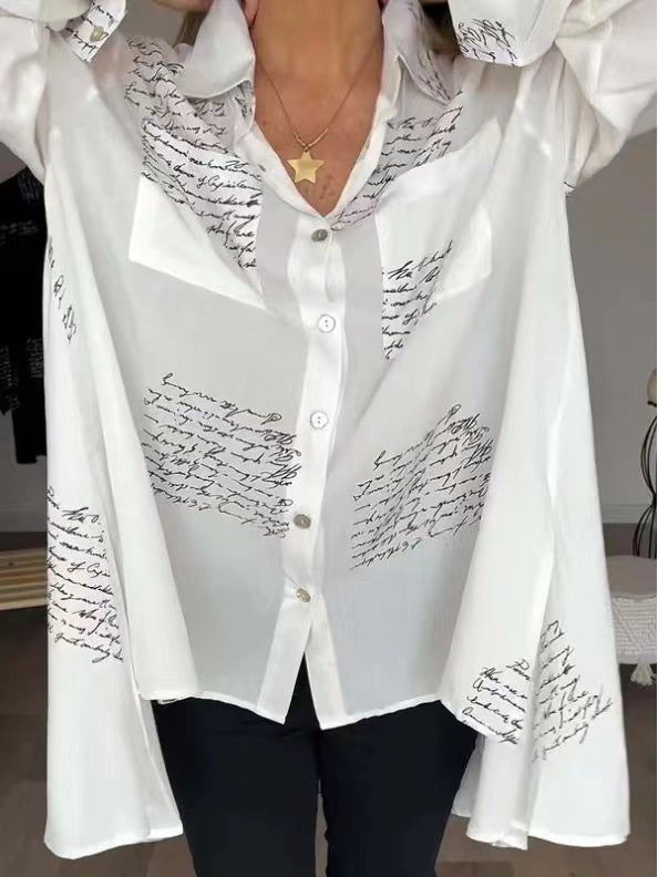 New Letter Print Fashion Lapel Shirt (Buy 2 Free Shipping)