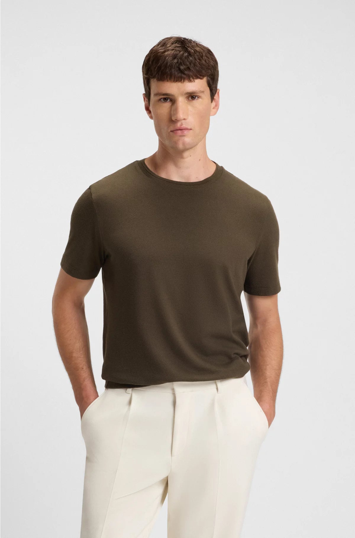 COTTON-BLEND T-SHIRT WITH BUBBLE-JACQUARD STRUCTURE