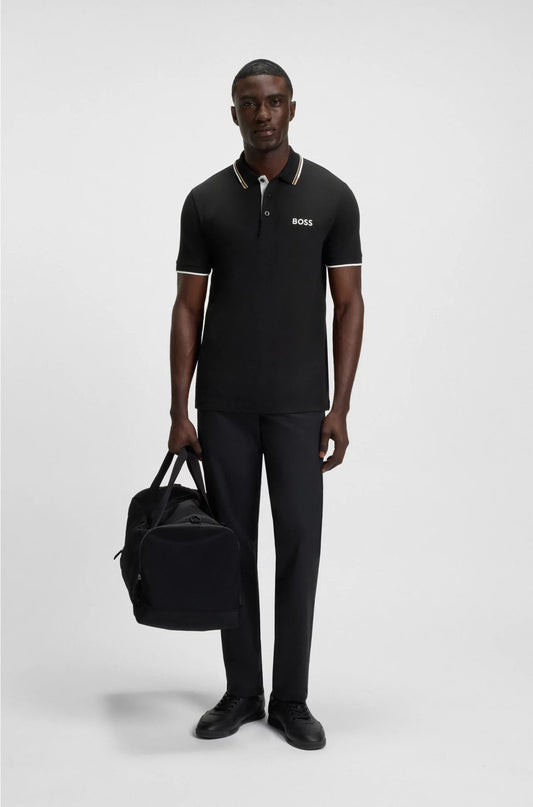 PADDY COTTON-BLEND POLO SHIRT WITH CONTRAST LOGOS