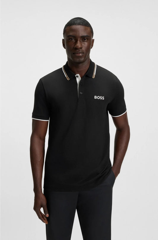 PADDY COTTON-BLEND POLO SHIRT WITH CONTRAST LOGOS