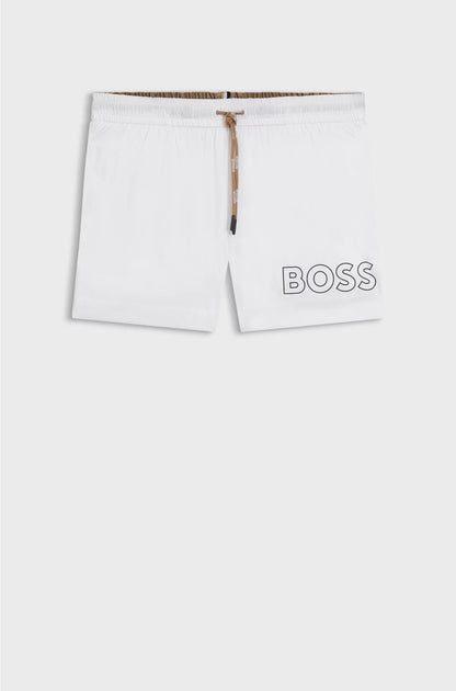 SWIM SHORTS WITH OUTLINE LOGO PRINT
