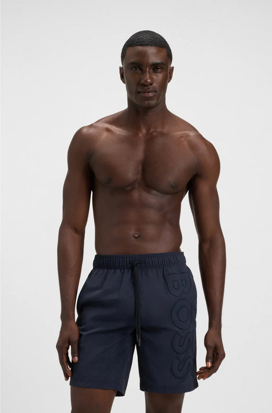 SWIM SHORTS WITH 3D EMBROIDERED LOGO