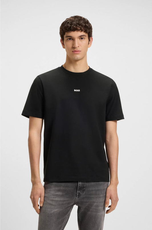 STRETCH-COTTON T-SHIRT WITH LOGO PRINT