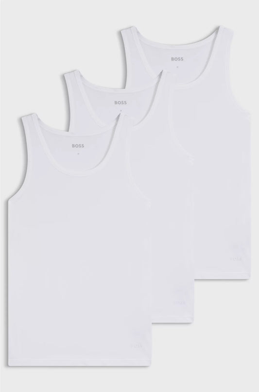 THREE-PACK OF COTTON UNDERWEAR VESTS WITH EMBROIDERED LOGOS