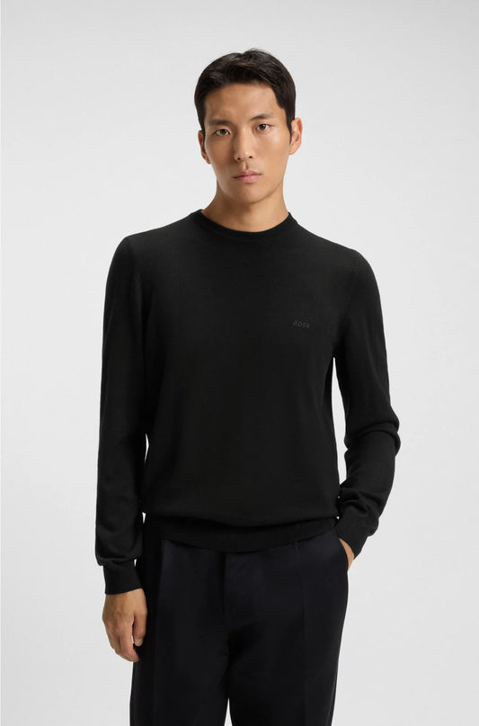 REGULAR-FIT SWEATER IN VIRGIN WOOL WITH EMBROIDERED LOGO