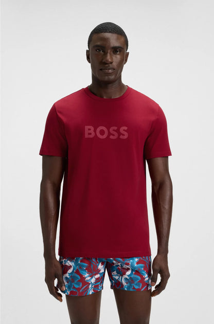 COTTON-JERSEY BEACH T-SHIRT WITH LOGO PRINT