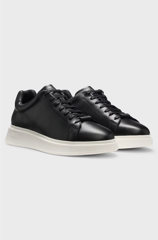 LEATHER TRAINERS WITH RUBBER OUTSOLE