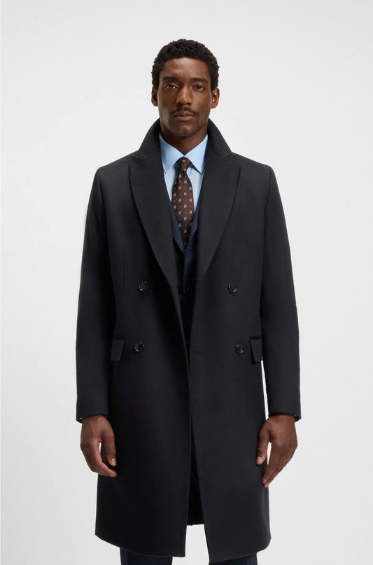DOUBLE-BREASTED COAT IN WOOL AND CASHMERE