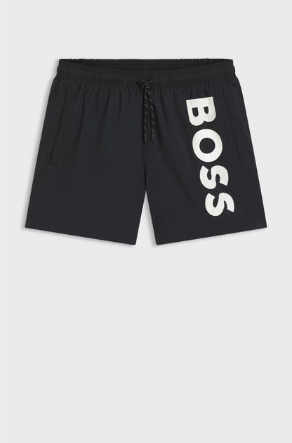 SWIM SHORTS WITH VERTICAL LOGO PRINT