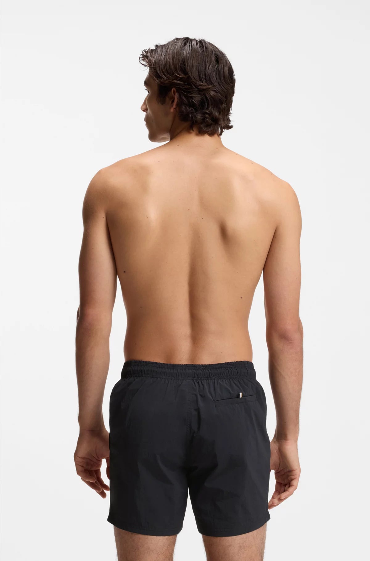 SWIM SHORTS WITH VERTICAL LOGO PRINT