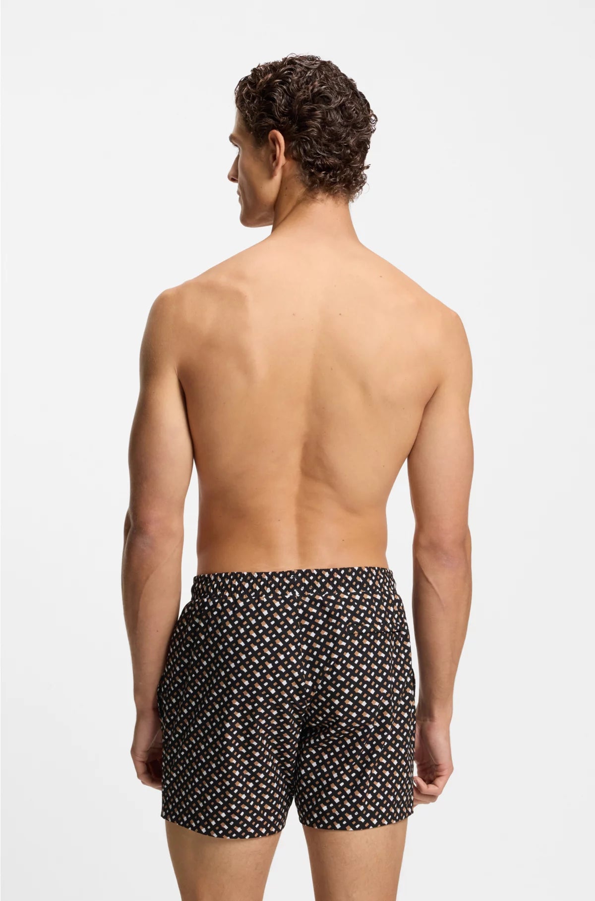 FULLY LINED QUICK-DRY SWIM SHORTS WITH MONOGRAM PRINT