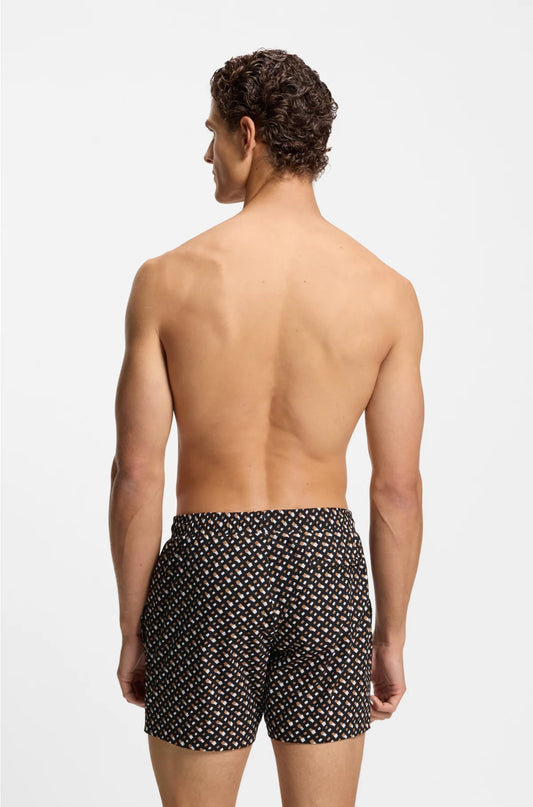 FULLY LINED QUICK-DRY SWIM SHORTS WITH MONOGRAM PRINT