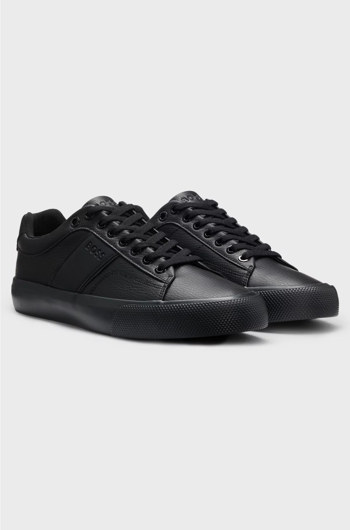 FAUX-LEATHER TRAINERS WITH PLAIN AND GRAINED TEXTURES