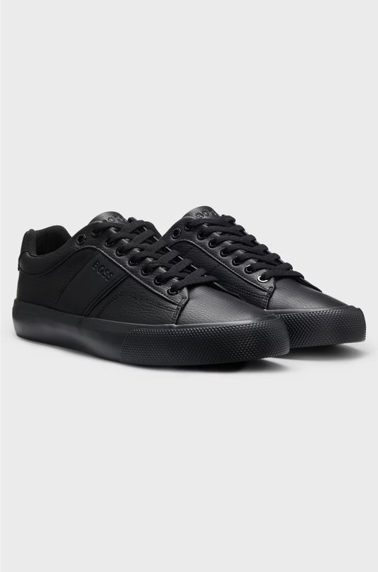 FAUX-LEATHER TRAINERS WITH PLAIN AND GRAINED TEXTURES
