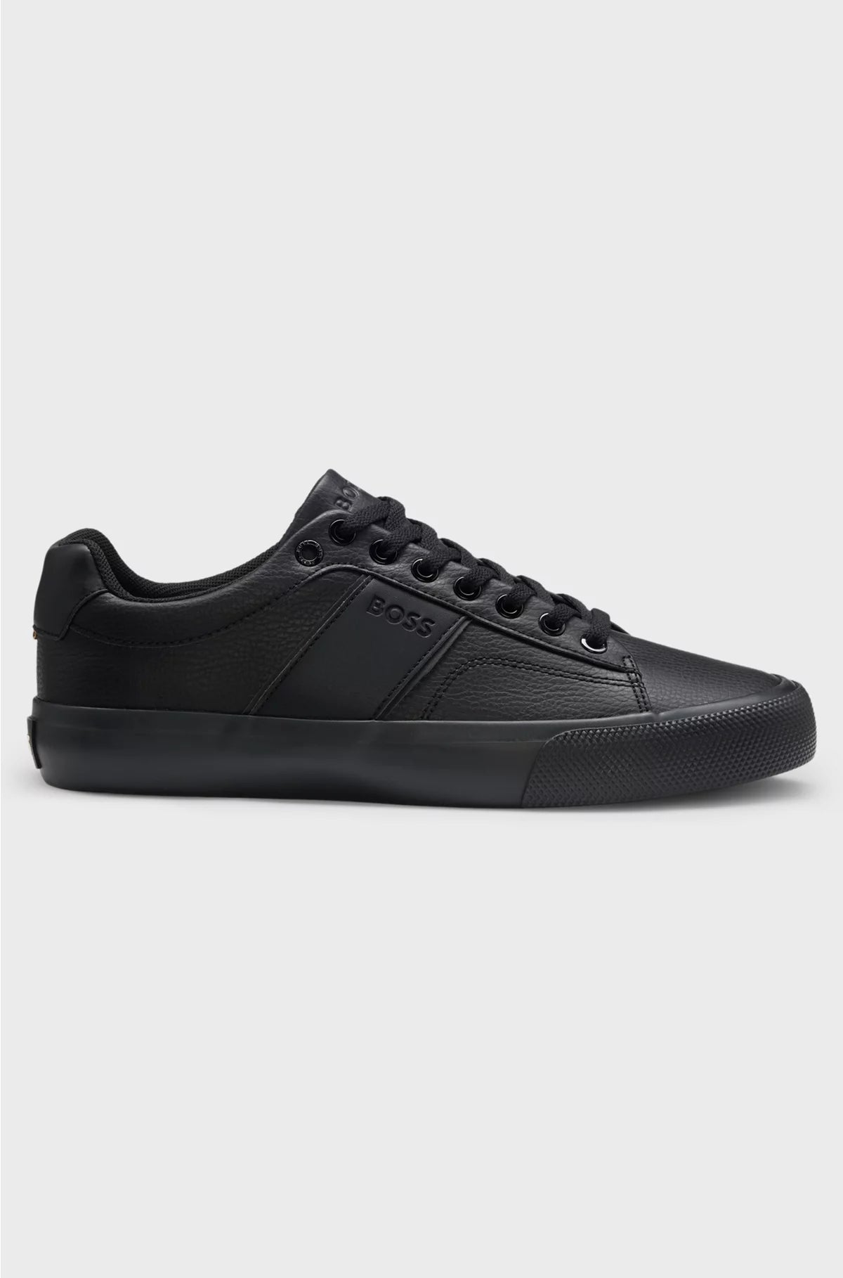 FAUX-LEATHER TRAINERS WITH PLAIN AND GRAINED TEXTURES