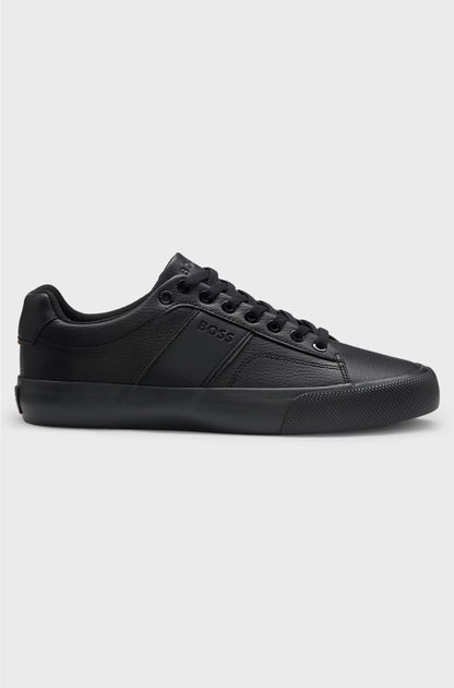 FAUX-LEATHER TRAINERS WITH PLAIN AND GRAINED TEXTURES