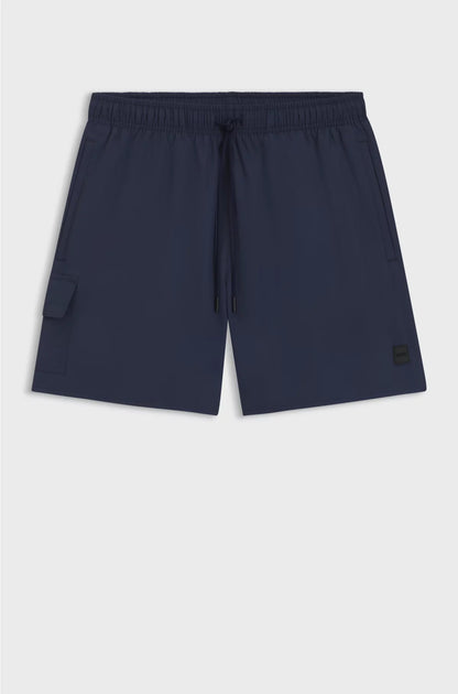 CARGO-POCKET SWIM SHORTS WITH LOGO BADGE