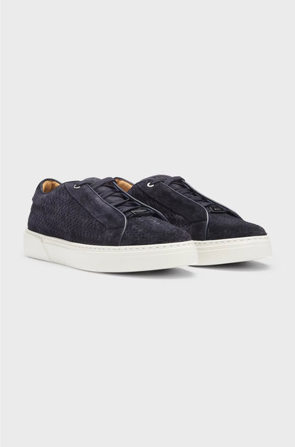 GARY WOVEN-SUEDE TRAINERS WITH HIDDEN LACES