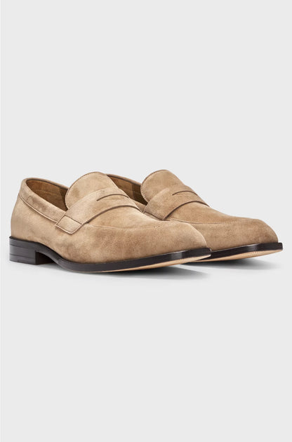 SUEDE LOAFERS WITH PENNY TRIM