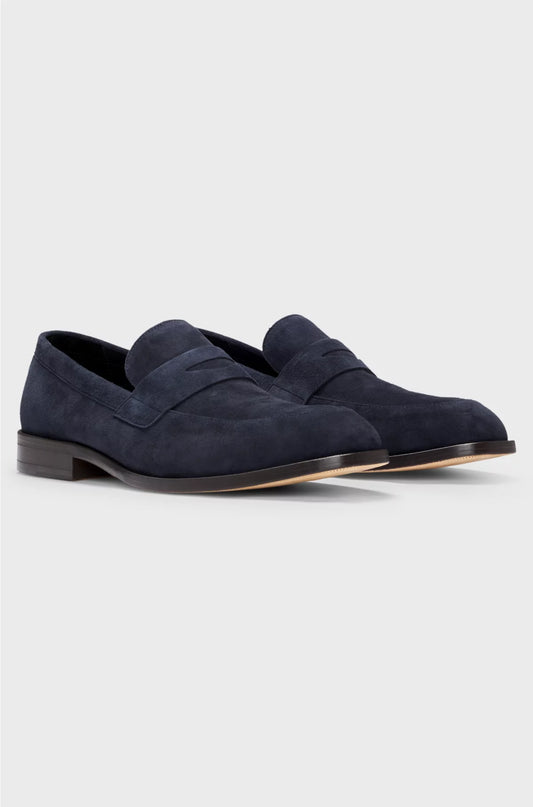 SUEDE LOAFERS WITH PENNY TRIM