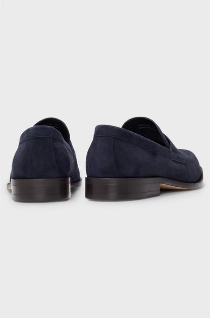 SUEDE LOAFERS WITH PENNY TRIM