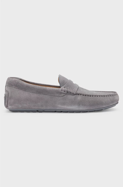SUEDE MOCCASINS WITH PENNY TRIM