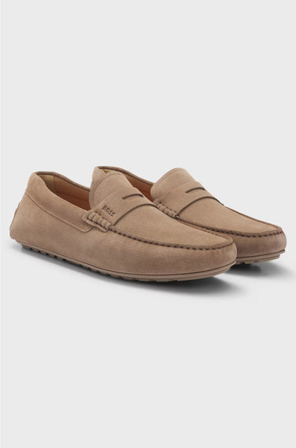 SUEDE MOCCASINS WITH PENNY TRIM