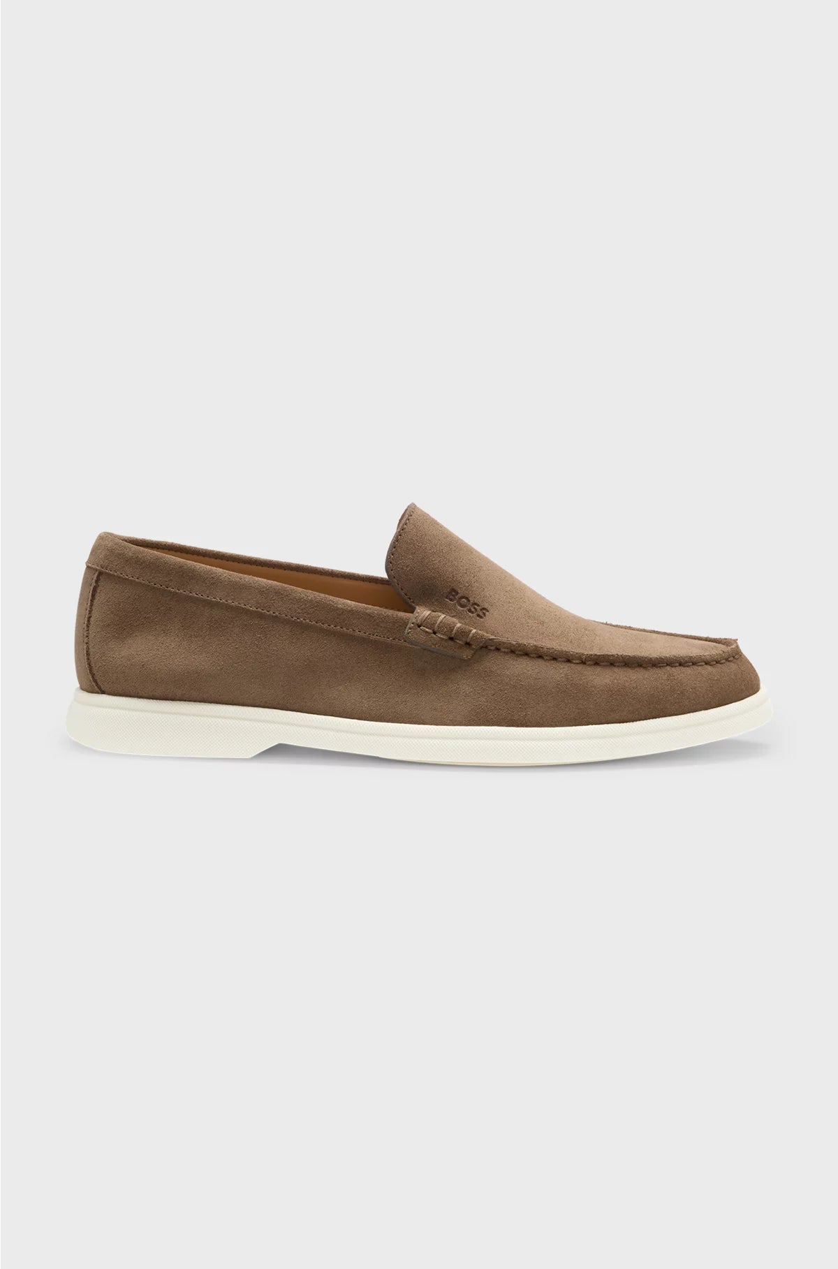 SUEDE LOAFERS WITH DEBOSSED LOGO