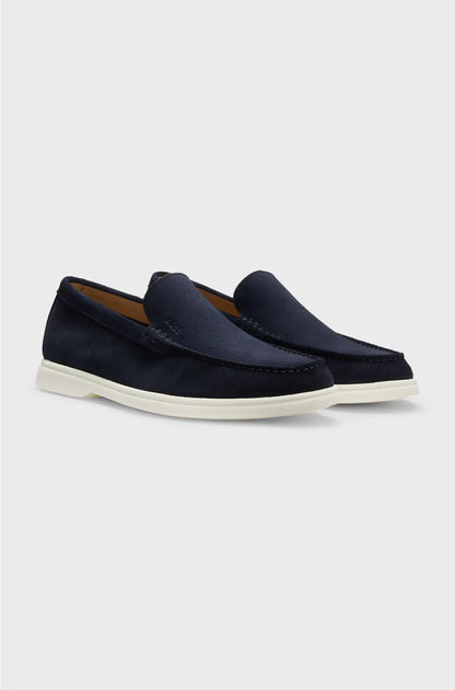 SUEDE LOAFERS WITH DEBOSSED LOGO