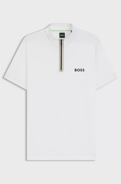 ACTIVE ZIP-NECK T-SHIRT IN STRETCH-MESH JERSEY