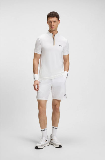 ACTIVE ZIP-NECK T-SHIRT IN STRETCH-MESH JERSEY