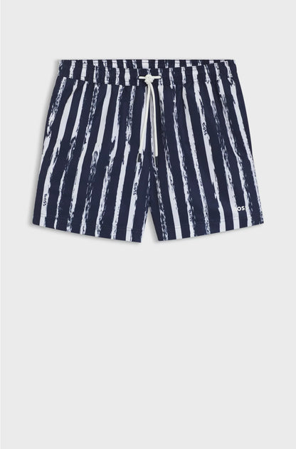 PRINTED SWIM SHORTS WITH LOGO DETAIL