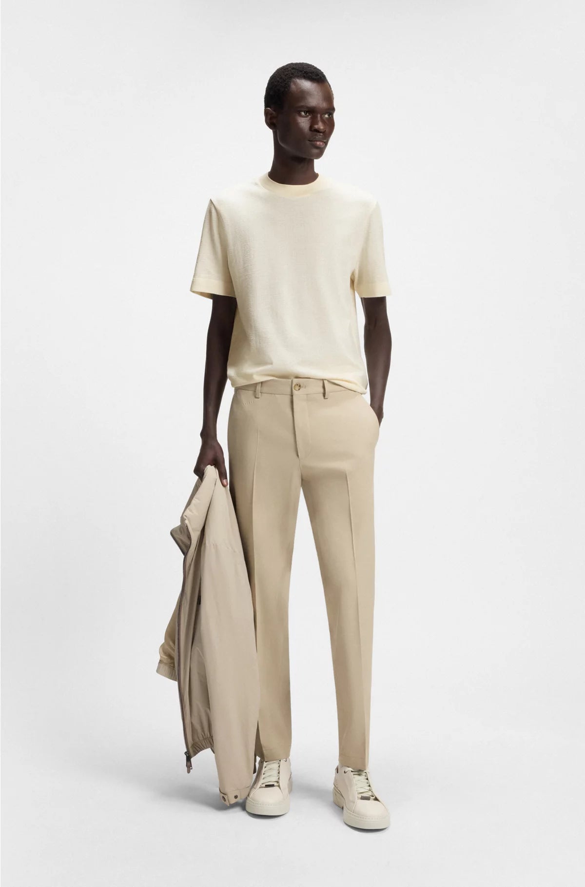 COTTON-SILK T-SHIRT WITH PRINCE OF WALES CHECK