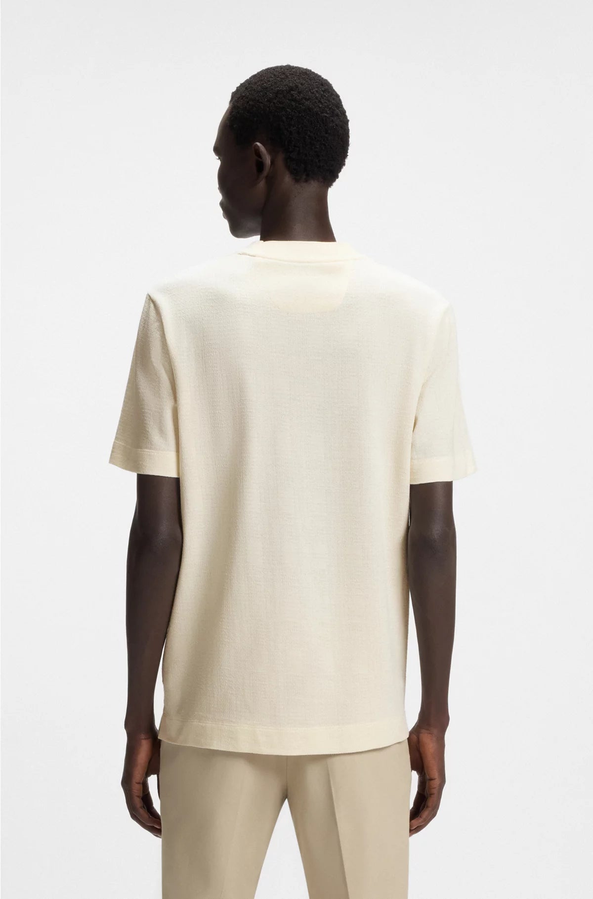 COTTON-SILK T-SHIRT WITH PRINCE OF WALES CHECK